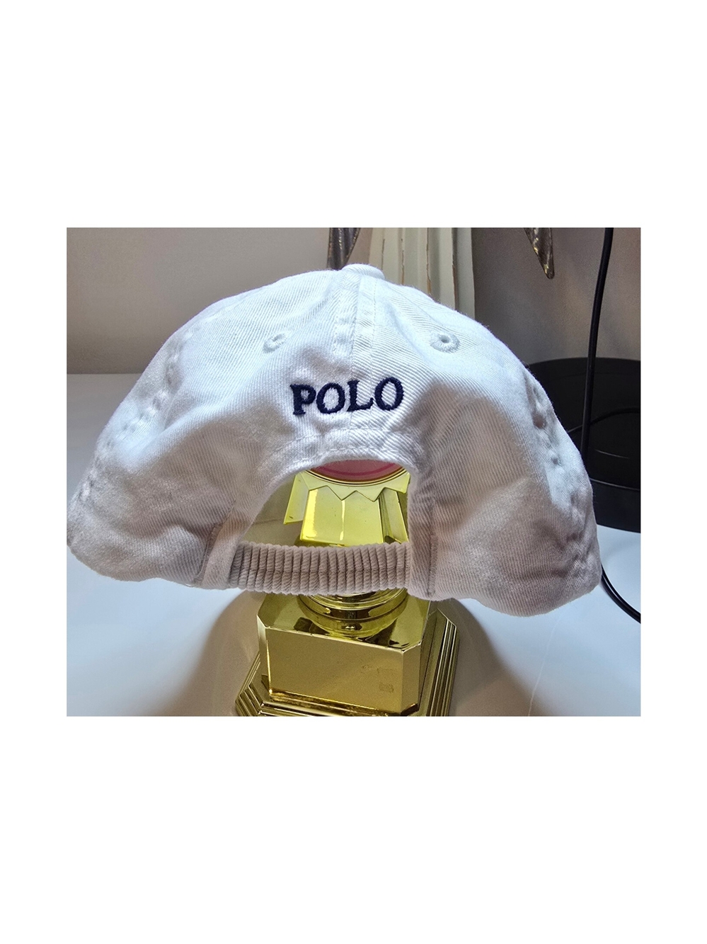 Ralph Lauren White Kids Cap with Navy POLO Embroidery